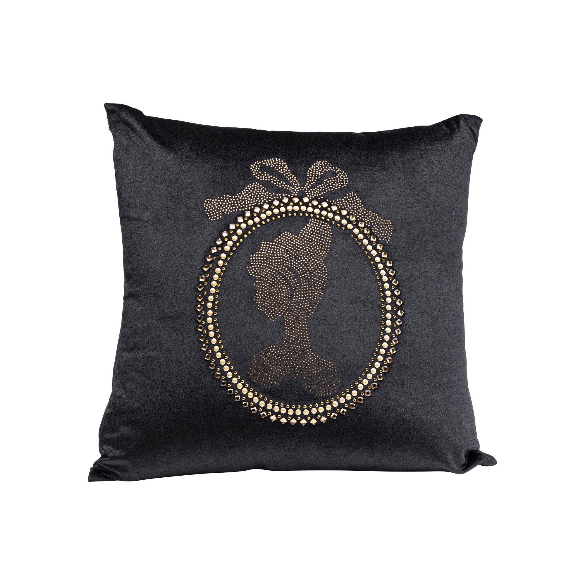 Coussin noir médaillon strass 45x45cm Kare Design