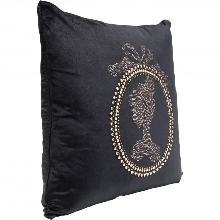 Coussin noir médaillon strass Kare Design