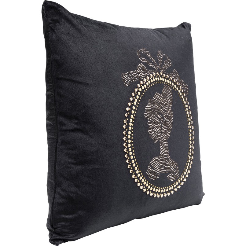 Coussin noir médaillon strass 45x45cm Kare Design