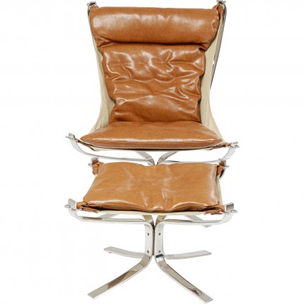 Fauteuil et repose-pieds Washington marron Kare Design