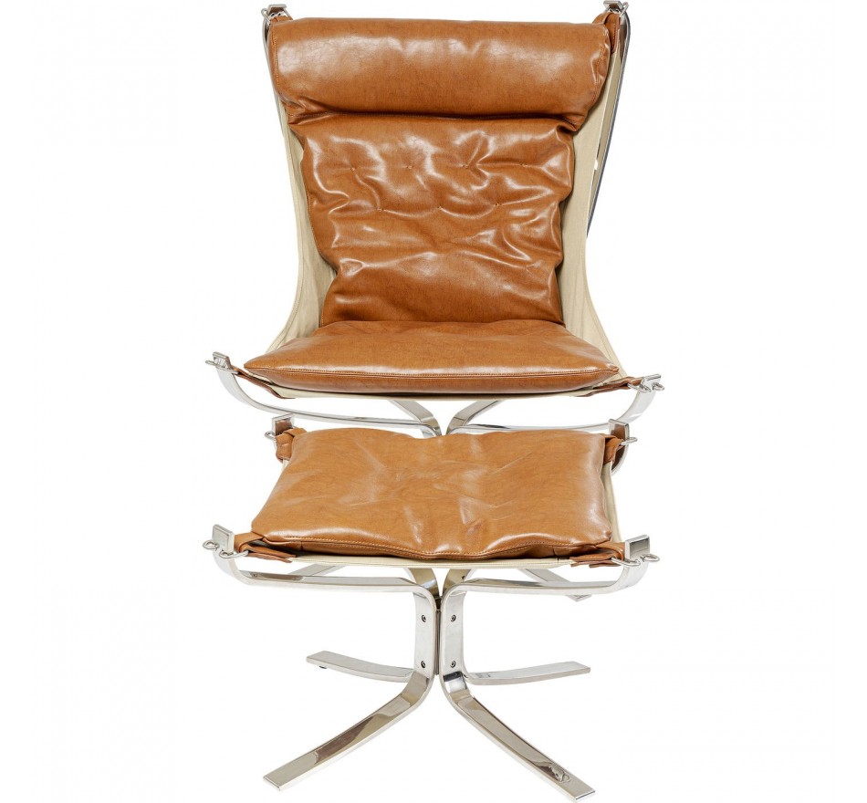 Fauteuil et repose-pieds Washington marron Kare Design
