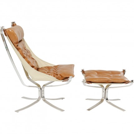 Fauteuil et repose-pieds Washington marron Kare Design