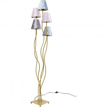 Lampadaire Flexible 5 bras 163cm velours et doré Kare Design