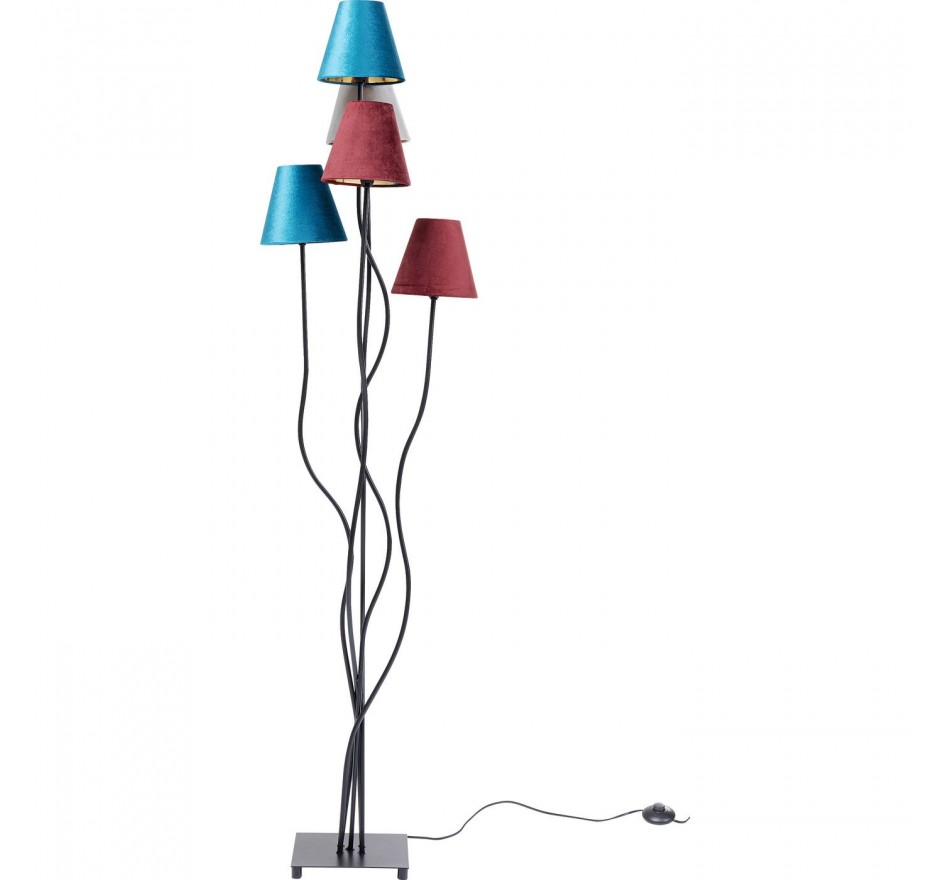 Lampadaire Flexible 5 bras velours et noir Kare Design