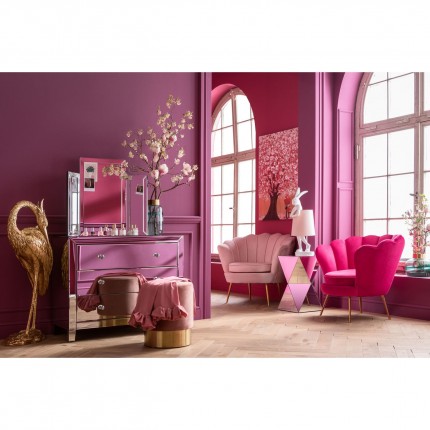 Fauteuil Water Lily velours fuchsia et acier doré Kare Design