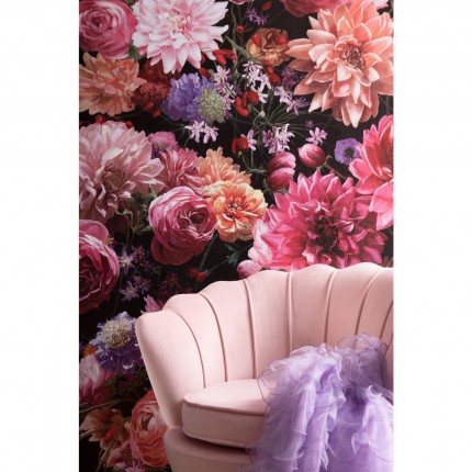 Fauteuil Water Lily velours rose et acier doré Kare Design