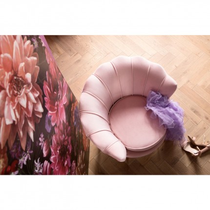 Fauteuil Water Lily velours rose et acier doré Kare Design