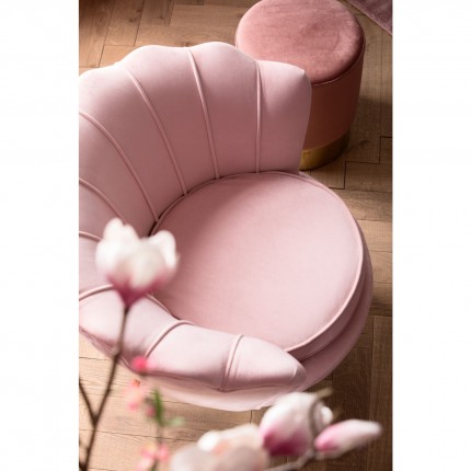 Fauteuil Water Lily velours rose et acier doré Kare Design