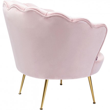 Fauteuil Water Lily velours rose et acier doré Kare Design