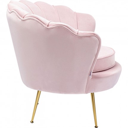 Fauteuil Water Lily velours rose et acier doré Kare Design