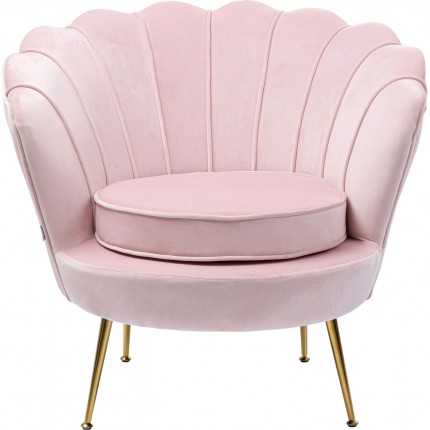 Fauteuil Water Lily velours rose et acier doré Kare Design