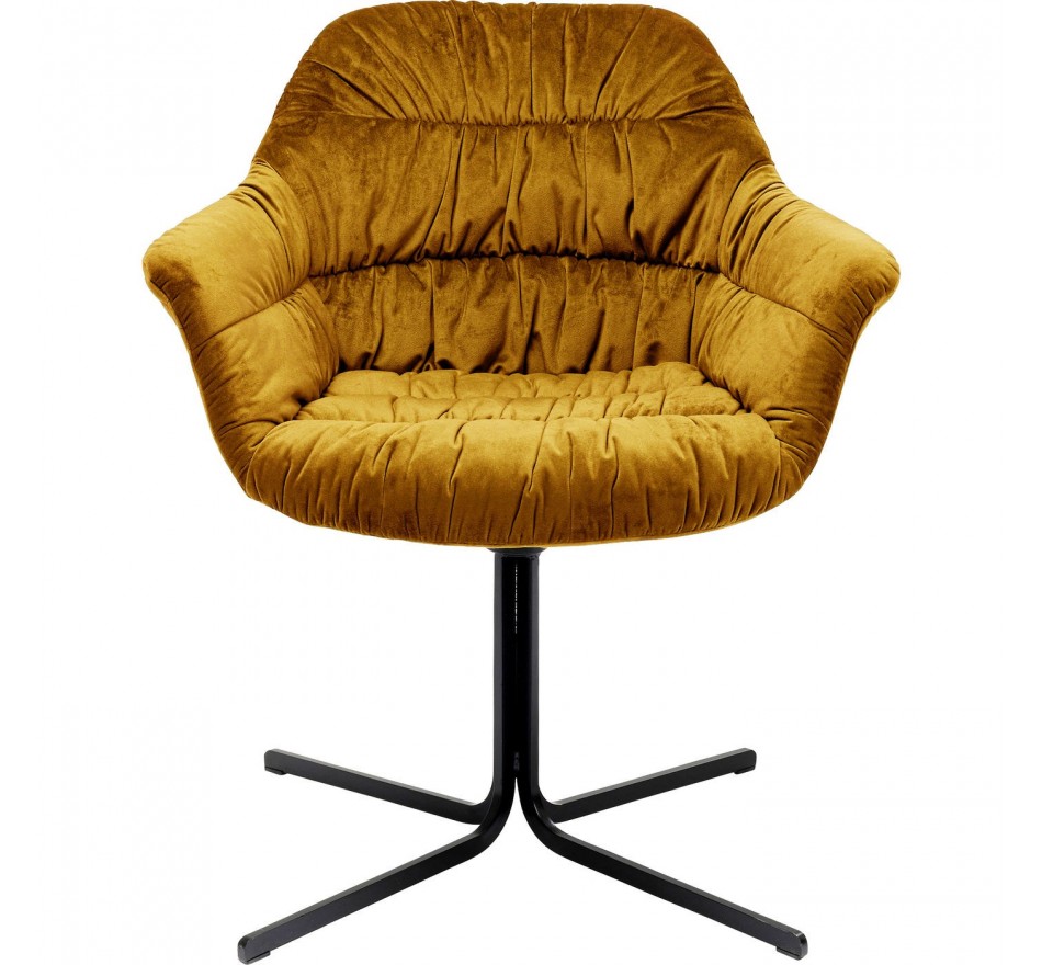 Chaise pivotante Colmar velours jaune Kare Design