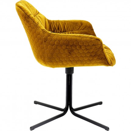 Chaise pivotante Colmar velours jaune Kare Design