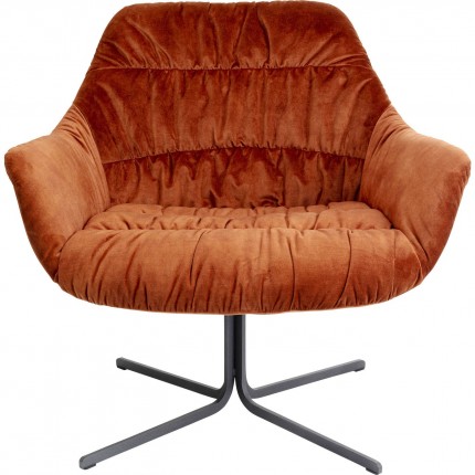 Fauteuil pivotant Bristol velours orange Kare Design