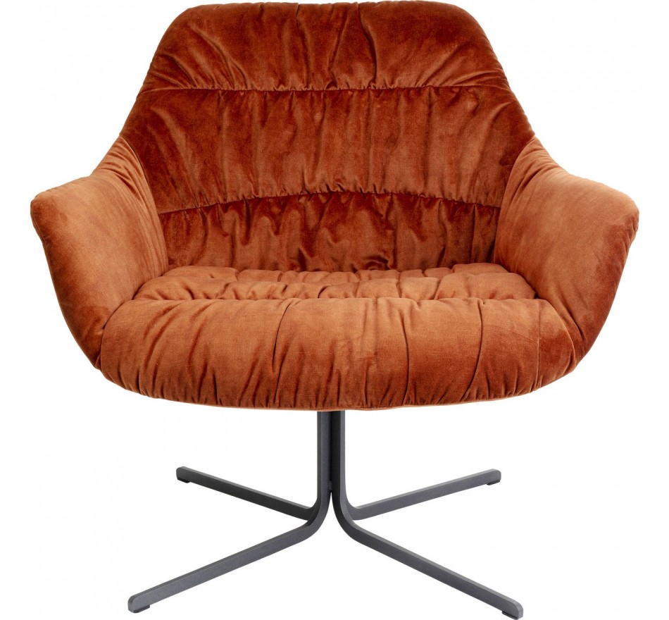 Fauteuil pivotant Bristol velours orange Kare Design