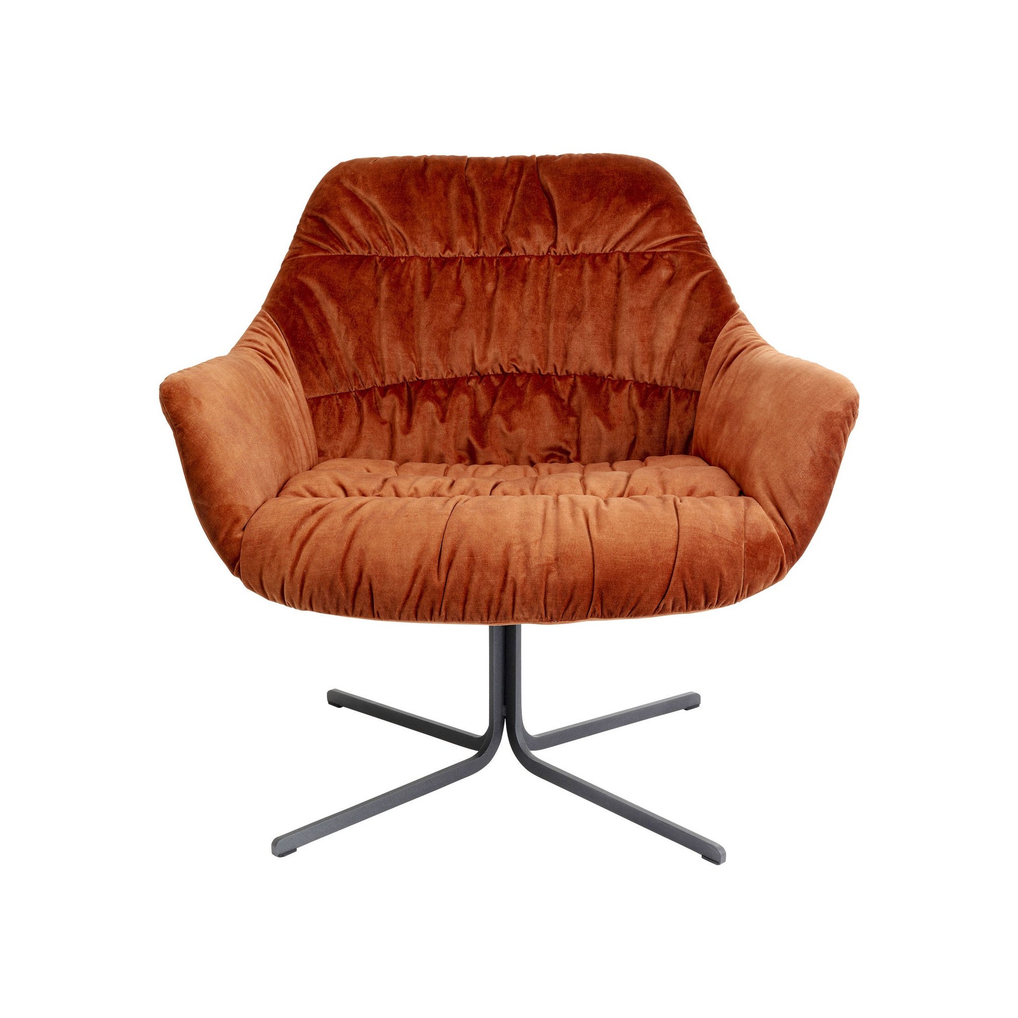 Fauteuil pivotant Bristol velours orange Kare Design
