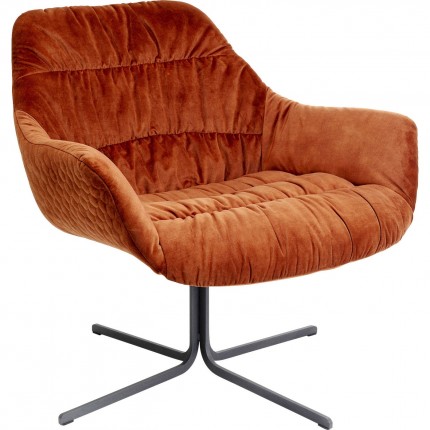 Fauteuil pivotant Bristol velours orange Kare Design