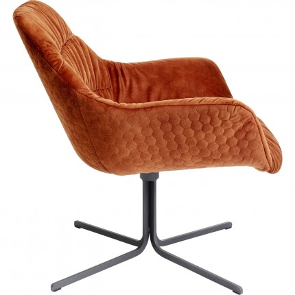 Fauteuil pivotant Bristol velours orange Kare Design