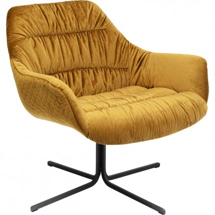 Fauteuil pivotant Bristol velours jaune Kare Design