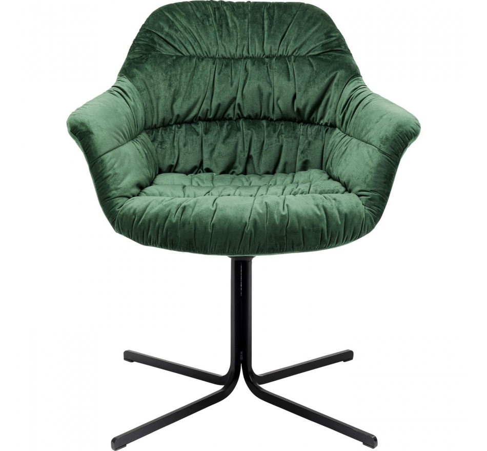 Chaise pivotante Colmar velours vert Kare Design