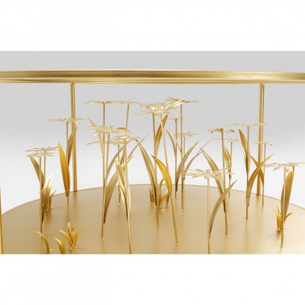 Table basse fleurs 3D dorées 80cm Kare Design