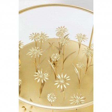 Table basse fleurs 3D dorées 80cm Kare Design