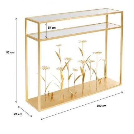 Console Flower Meadow 100x25cm gold Kare Design
