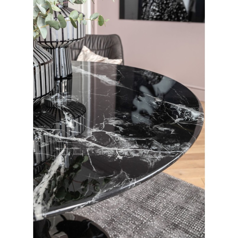 Table Solo effet marbre noir 110cm Kare Design