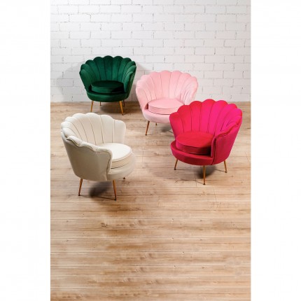 Fauteuil Water Lily velours fuchsia et acier doré Kare Design