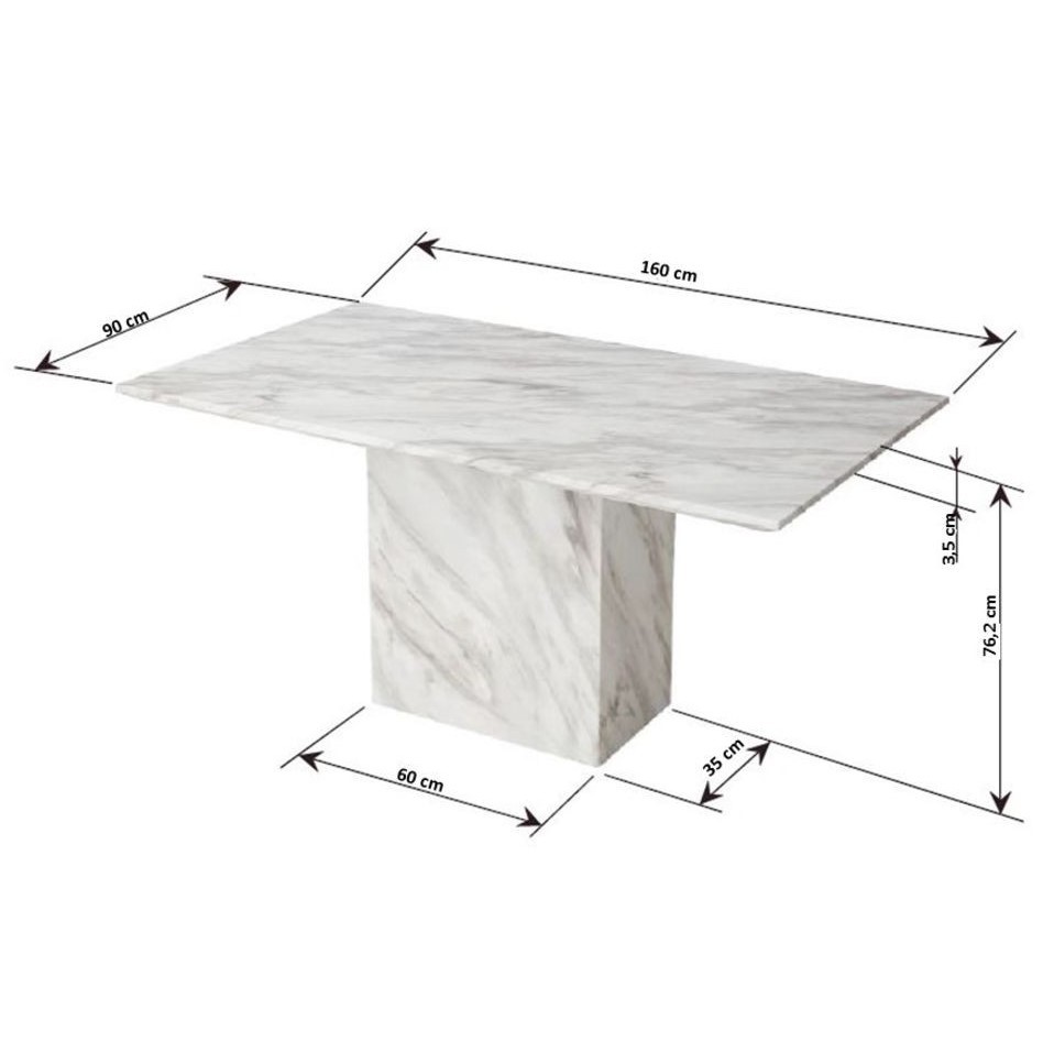 Table Artistico 160x90cm effet marbre blanc Kare Design