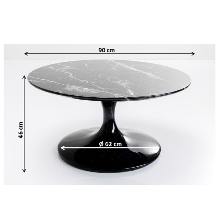 Table basse Solo effet marbre 90cm noir Kare Design