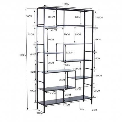 Étagère Loft 195x115cm noire Kare Design