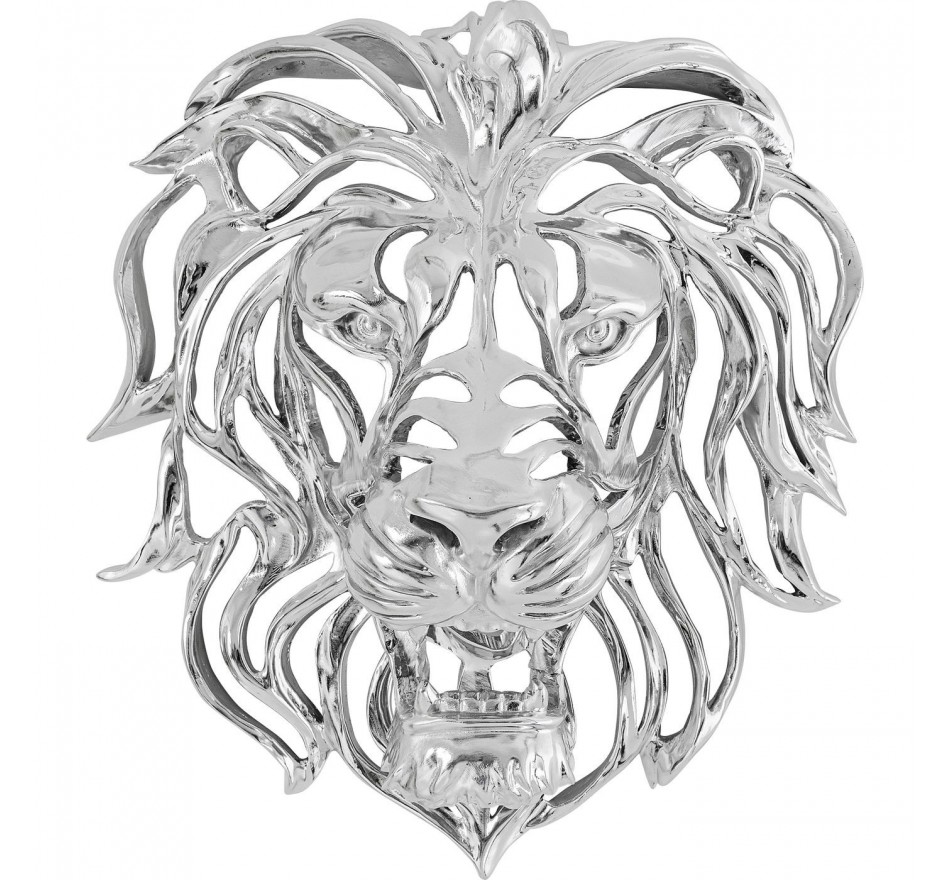 Déco murale tête lion argentée Kare Design