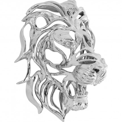 Déco murale tête lion argentée Kare Design