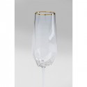 Flûtes à champagne Diamond Gold Rim set de 6 Kare Design