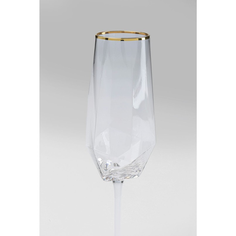Flûtes à champagne Diamond Gold Rim set de 6 Kare Design