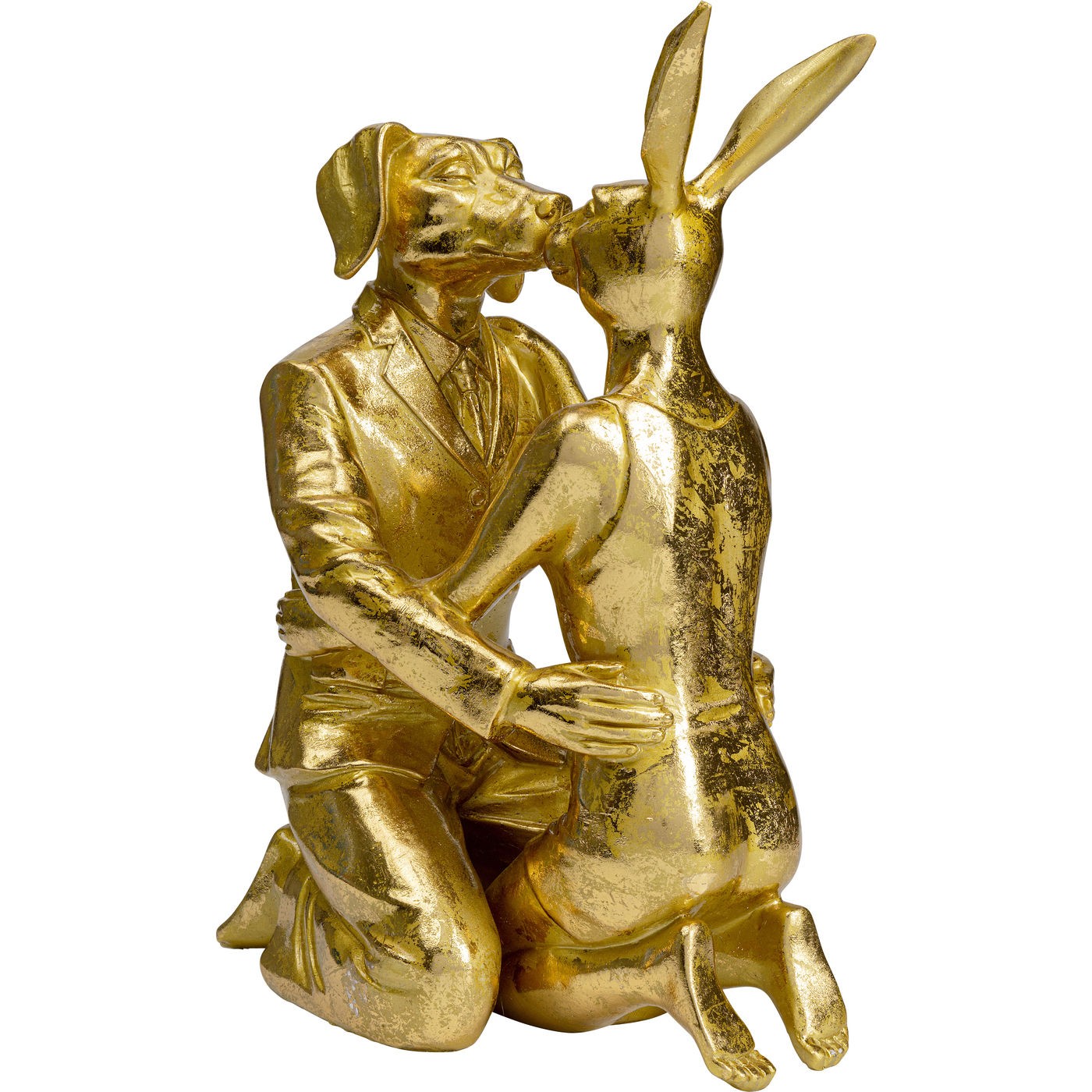 Déco couple lapin et chien dorés Kare Design