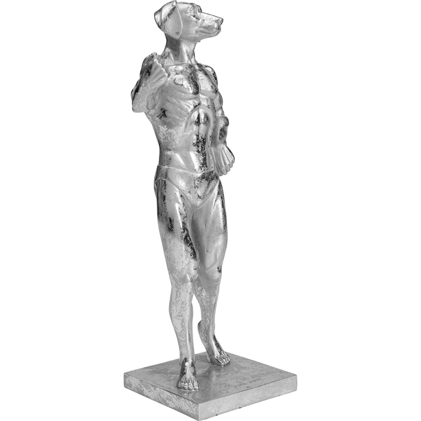 Déco chien musclé argenté Kare Design