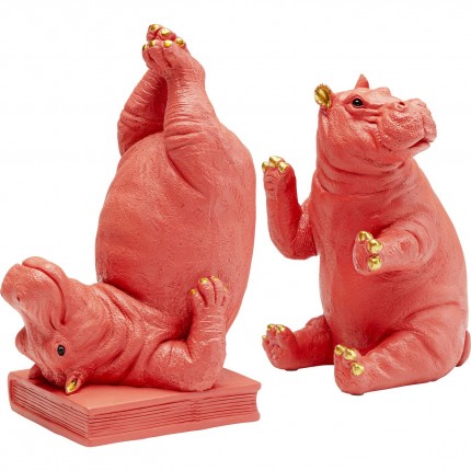 Bookend two pink hippopotamus (2/Set) Kare Design
