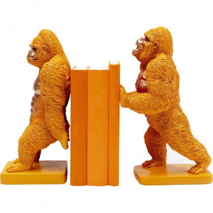 Serre-livres gorilles oranges set de 2 Kare Design