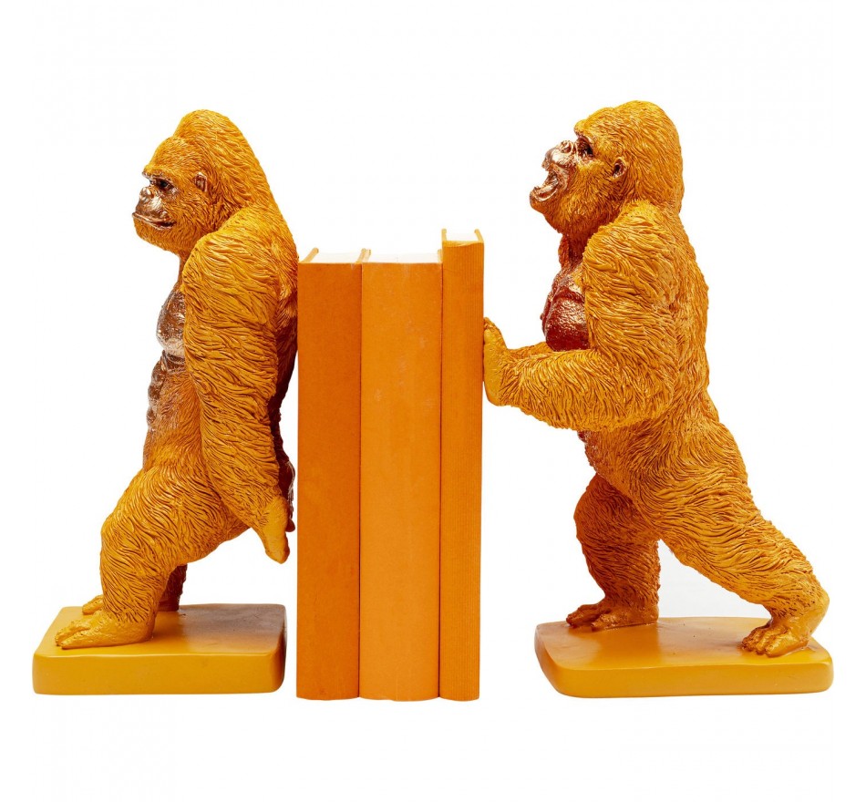 Serre-livres gorilles oranges set de 2 Kare Design