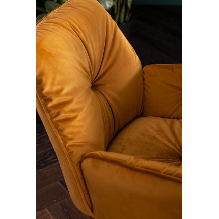 Chaise avec accoudoirs Mila velours jaune Kare Design