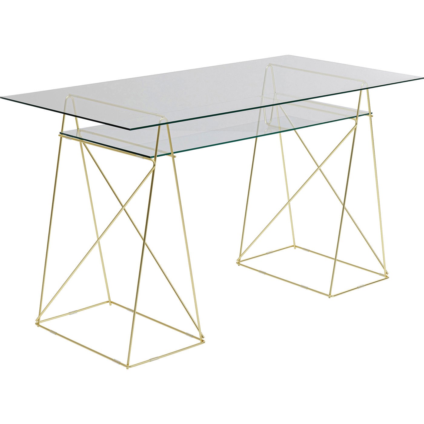 Bureau en verre Polar 135x65cm doré Kare Design