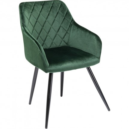 Chaise avec accoudoirs Bretagne velours vert Kare Design