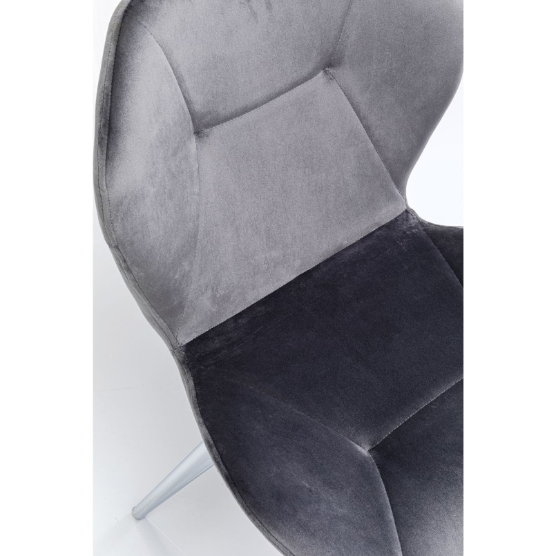 Chaise Viva velours gris et chrome Kare Design