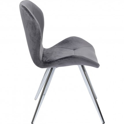 Chaise Viva velours gris et chrome Kare Design