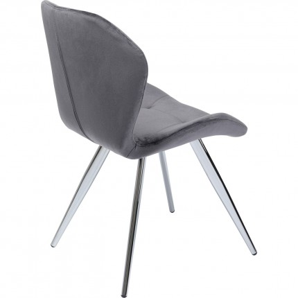 Chaise Viva velours gris et chrome Kare Design