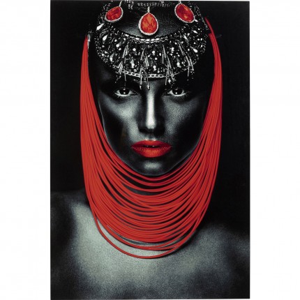 Tableau en verre femme lèvres rouges 80x120cm Kare Design