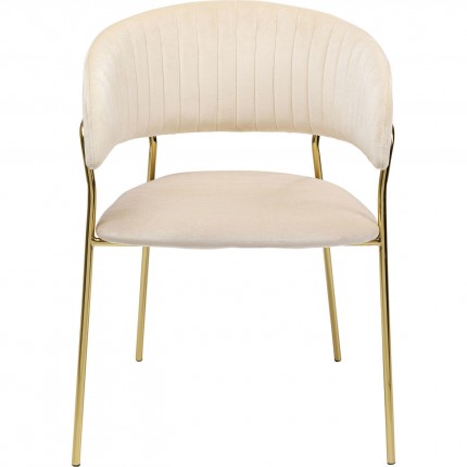 Chaise avec accoudoirs Belle velours crème Kare Design