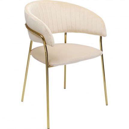 Chaise avec accoudoirs Belle velours crème Kare Design
